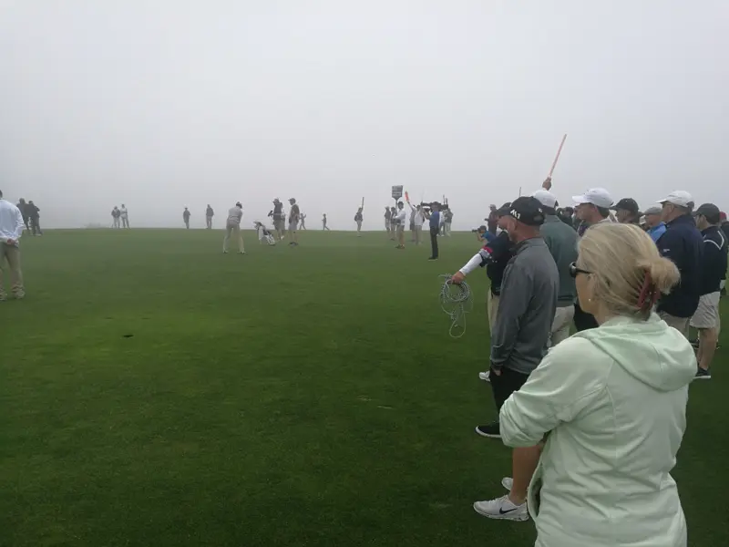A U.S. Amateur match played while the grass is receiving PPFD at 25% of maximum cloudy at Pebble Beach while a U.S. Amateur match is played